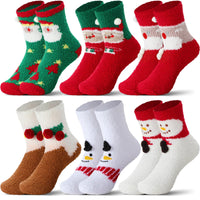 12 x Brand New Neer 6 Pairs Women s Slipper Winter Cozy Fluffy Fleece Christmas Socks Snowman  - RRP €259.2