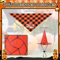 4 x Brand New Aoriher Pet Halloween Costume Dog Bandana and Pet Witch Hat Cat Bib with Bat and Pumpkin Pattern Halloween Accessories for Dogs and Cats - RRP €72.0