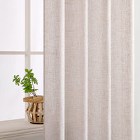 1 x RAW Customer Returns MIULEE Curtains Tab-Top Voile Curtain Modern Linen Look Semi-Transparent for Living Room Bedroom Sliding Curtain Set of 2 Stores Natural Linen White 225 x 140 cm - RRP €34.99