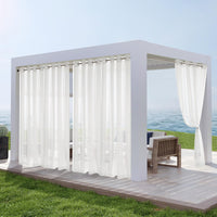 1 x RAW Customer Returns Deconovo Curtain Weatherproof Outdoor Curtain with Eyelets Waterproof Curtains Transparent Curtains Stores Curtains for Patio Door Pavilion Outdoor Curtains, 245 x 140 cm Height x Width , White, Set of 2 - RRP €24.38