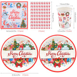 1 x Brand New 48 piece Christmas party tableware set, 12 guests Christmas party tableware, Merry Christmas party tableware, paper plates, cups, napkin, straw, party accessories for Christmas Day, birthday party, anniversary - RRP €12.76