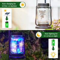 1 x RAW Customer Returns Butterfly Fairy Outdoor Solar Lanterns, NEEMO 2 Pieces Hanging Solar Lamps in Mason Jar with Colorful Fairy Lights, Waterproof Outdoor Solar Garden Lights for Patio, Lawn - RRP €22.8