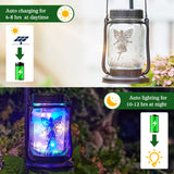 1 x RAW Customer Returns Butterfly Fairy Outdoor Solar Lanterns, NEEMO 2 Pieces Hanging Solar Lamps in Mason Jar with Colorful Fairy Lights, Waterproof Outdoor Solar Garden Lights for Patio, Lawn - RRP €22.8