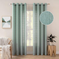 1 x RAW Customer Returns MIULEE Set of 2 Voile Curtains Sheer Linen Curtain with Eyelets Transparent Irregular Texture Curtain Eyelet Curtain Window Curtain Translucent for Bedroom 260 x 140cm H x W Sea Green - RRP €43.19