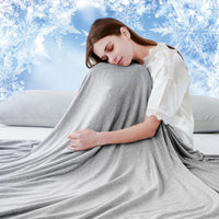 1 x RAW Customer Returns Luxear self-cooling blanket, Arc-Chill Q-Max 0.5 cooling blanket, 2 in 1 double-sided thin summer blanket cotton, cooling blanket for people bedspread baby blanket cuddle blanket, 220 x 200cm gray - RRP €41.28