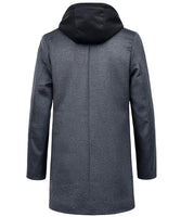 1 x RAW Customer Returns KTWOLEN Men s Winter Long Warm Wool Coat Business Winter Coat Winter Jacket Leisure with Removable Hood, Grey, XXL - RRP €63.38