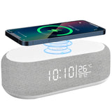 1 x RAW Customer Returns Yeelan Digital Alarm Clock, Digital Alarm Clock with Light, 15W Wireless Charging for iPhone Samsung, Alarm Clock Without Ticking, Bluetooth Speaker, 9 Color Night Light, Dimmable Brightness, Temperature Display - RRP €32.98