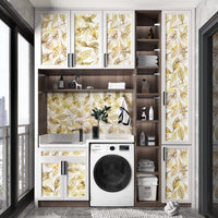 1 x Brand New Self-adhesive wallpaper gold leaves adhesive film for furniture door kitchen cabinets 44.5cm X 10m wall wallpaper living room bedroom waterproof furniture film pattern wall wallpaper self-adhesive cupboard paper - RRP €49.99