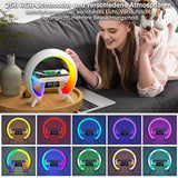 1 x RAW Customer Returns Atmosphere Lamp with 15W Wireless Charger, LED Alarm Clock Smart Table Lamp with Bluetooth Speaker, Dazzling Running Light Lights for Adults Kids for Office Bedroom Color A  - RRP €24.85