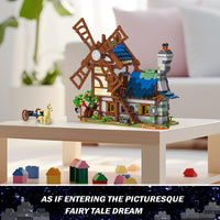 1 x Brand New Addshiny Medieval Windmill House Building Kit, Model Kit with Removable Roof with 2 Shelves for Teens and Kids to Build, Display House with Carriage Garden - RRP €79.59