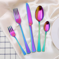 1 x RAW Customer Returns Cutlery set for 6 people, Bettlife Rainbow 30-piece cutlery set, monobloc knife, polished stainless steel, shiny, dishwasher safe - RRP €30.24