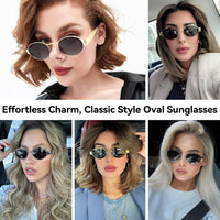 1 x RAW Customer Returns Dollger Retro Oval Sunglasses Women Men Metal Fashion Classic Trendy Sunglasses UV400 Protection, Gold Frame Gray - RRP €58.8