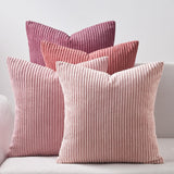 1 x RAW Customer Returns Topfinel cushion cover pink 40x40 set of 4 corduroy cushion covers cushion cover cover sofa cushion decoration, striped, for sofa bedroom living room balcony children fluffy color gradient - RRP €22.99