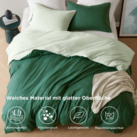 1 x RAW Customer Returns Degrees of Comfort bed linen 220x240 3-piece sage green light green, non-iron duvet covers with zipper - two-tone bed linen set made of brushed microfiber, 1 duvet cover 2 pillowcases 80x80 - RRP €20.04