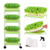 1 x RAW Customer Returns WADEO germination trays for sprouts, seed sprouter tray 4 levels each 33cm x 24cm, sprout tower with 4-layer plastic shelf, seed sprouter tray BPA-free for garden and restaurant - RRP €38.98