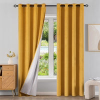 3 x Brand New EMEMA 100 Blackout Velvet Curtains Thermal Insulating Curtains Insulating from Cold and Heat Opaque Curtains for Bedroom Living Room 2 Panels 140X175 CM Turmeric - RRP €83.97