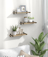 1 x RAW Customer Returns Gronda Wall Shelves Wooden Set of 3 Floating Shelves with Black Metal Hanging Shelf Kitchen Rustic Floating Shelves Vintage Industrial Design Wall Decor for Living Room Bedroom Bathroom 40cm - RRP €30.24