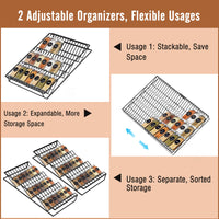 1 x RAW Customer Returns Housolution spice rack drawer made of metal, spice organizer drawer from 30cm to 60cm extendable, spice insert drawer spice drawer organizer spice storage drawer - RRP €28.99