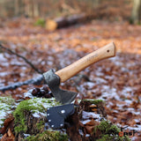 1 x RAW Customer Returns Xforst axe, hatchet, hand axe, made of forged carbon steel. Survival axe made of hickory wood handle with blade protection made of real leather. Viking axe. 27 cm 0.67 kg. Model X-AG1Black - RRP €31.1