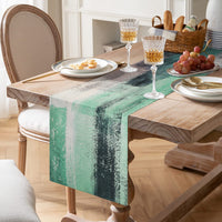 1 x RAW Customer Returns Table runner modern living room 40x140cm and placemats 45x32cm mint green and grey painting art table decoration placemats linen look placemats table runner outdoor weatherproof tablecloth for garden dining table - RRP €24.99