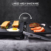 1 x RAW Customer Returns Aigostar Samson 30KLU- XXL contact grill Panini grill, sandwich maker, 2000 watts, non-stick coated stainless steel, foldable to 180 degrees, temperature control, DISPOSABLE PACKAGING. - RRP €59.99