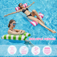 1 x RAW Customer Returns WERNNSAI Hammock Pool Floats for Adults - 2 Pack Inflatable Pool Float Water Hammock 4 in 1 Multipurpose Swimming Pool Lounger Saddle Drifter Portable Water Float for Travel Flamingo Shark  - RRP €11.8