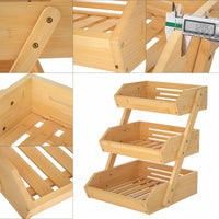 1 x RAW Customer Returns 3 Tier Bamboo Fruit Basket Stand, Vegetable and Bread Holder for Kitchen Countertop - RRP €40.22