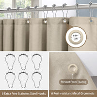 1 x RAW Customer Returns Linen shower curtain with metal shower curtain rings fabric textile bathtub curtain anti-mold bathroom curtain waterproof bathtub curtain heavy shower curtain bathroom - 92 x 182cm taupe  - RRP €23.21