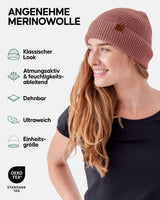 1 x RAW Customer Returns DANISH ENDURANCE Merino Beanie for Men and Women, with Recycled Polyester, Classic Unisex Hat, Soft, Warm, Stretchy, Sustainable Pink  - RRP €28.19