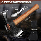 1 x RAW Customer Returns Purple Dragon 2 in 1 hatchet axe and garden hoe, axe wood splitting hand-forged splitting axe with wooden handle, outdoor axe set with sheath and camping fork for garden forest survival, gifts for men - RRP €49.99