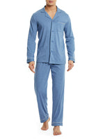 1 x RAW Customer Returns DAVID ARCHY men s long pajamas, men s cotton pajamas, long-sleeved shirt with V-neck and button placket, leisure trousers - RRP €46.99