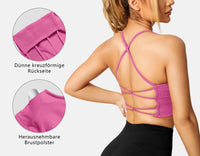 5 x RAW Customer Returns ZAAYO Women s Gym Bra Padded Crossback Fitness Sports Bra Removable Chest Pad Yoga Tops Knitted Seamless Sportswear Pink XL - RRP €113.9