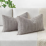 2 x Brand New MIULEE Set of 2 Light Gray Corduroy Square Cushion Covers 40 x 60 cm Boho Decorative Pillowcase for Living Room Sofa Bedroom - RRP €43.98