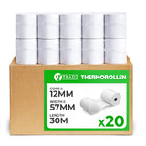 1 x RAW Customer Returns V1 Trade thermal rolls 57mm x 40m x 12mm 20 pieces - Cash register rolls 57mm thermal for cash registers - EC rolls made of thermal paper 42 g m2 - Receipt rolls thermal 57mm for receipt printers - RRP €18.29