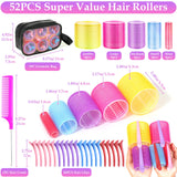 1 x RAW Customer Returns Qinzave 52 piece hair roller set with storage bag, large with 30 hair rollers in 5 sizes, 20 clips hair roller, perfect for long, medium, short hair, thin, thick - RRP €14.11