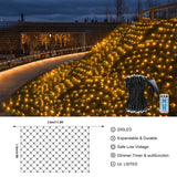 1 x RAW Customer Returns CORST Solar Light Net 3.6 x 1.5 m Mesh Fairy Lights Outdoor Indoor Solar Garden Fairy Lights Bushes Tree Light Net Waterproof with Remote Control Timer Warm White  - RRP €26.18