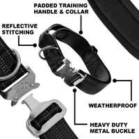 13 x Brand New Black Rhino - Tactical Dog Collar, Ultra Soft Neoprene Padded for Medium and Large Dogs Heavy Duty Metal Buckle Padded Handle for Dog Training XL, Black  - RRP €269.1