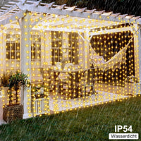 1 x RAW Customer Returns DBFAIRY 2x2M indoor light curtain, 200 LED fairy lights curtain with 8 modes remote control timer, battery light curtain waterproof for party wedding indoor and outdoor decoration warm white  - RRP €18.99