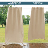 1 x RAW Customer Returns PONY DANCE outdoor curtains with weighted bags - outdoor curtain weatherproof for balcony terrace sun protection curtain thermal curtains with eyelets, 2 pieces H 213 x W 132 cm, Biscotti Beige - RRP €49.95