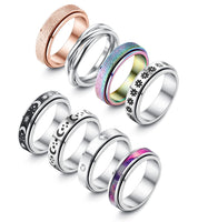 1 x RAW Customer Returns Adramata 8Pcs Stainless Steel Rings for Women Men, Spinner Rings Band Ring Set Fidget Rings Anti-Stress Rings for Anxiety - RRP €18.99