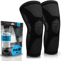 3 x RAW Customer Returns POWERLIX Sports Knee Brace for Women Men 1 Pair , Compression Knee Support Sports Knee Pads for Meniscus Tear, Arthritis, Linddert Knee Pains, ACL, Volleyball, Sports, Black, XXL - RRP €64.11