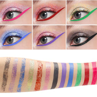 15 x Brand New Liquid Glitter Eyeliner Colorful Waterproof Liquid Glitter and Matte Eyeliner Easy to Color Quick Drying 2 In 1 Eyeliner Set B 6 Coloring - RRP €151.05