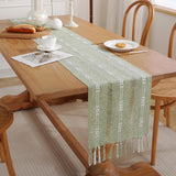 1 x RAW Customer Returns CHUQING Boho Table Runner Green Table Runner Olive Green Macrame Table Runner Country Style 33 x160 cm - RRP €20.16