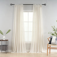 1 x RAW Customer Returns VOILYBIRD Curtain Loop Curtain Set of 2 for Living Room Natural Linen HxW 260x140 - RRP €39.31