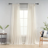 1 x RAW Customer Returns VOILYBIRD Curtain Loop Curtain Set of 2 for Bedroom Natural Linen HxW 220x140 - RRP €32.26