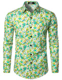 1 x RAW Customer Returns JOGAL Men s Regular Fit Floral Business Shirt Long Sleeve Button Down Print Casual Shirt Green Flower X-Large - RRP €32.26