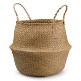 1 x RAW Customer Returns DOKOT Natural Basket Seagrass Storage Basket Flowerpot Woven Laundry Basket With Handle, Foldable Belly Basket Toy Storage - RRP €30.31