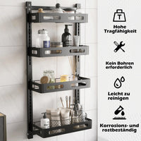 1 x RAW Customer Returns COVAODQ door shelf, door organizer, stainless steel hanging spice rack, kitchen organizer storage, outdoor kitchen cabinet hanging shelf, hanging spice rack, bathroom 4 tiers, black  - RRP €27.22