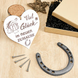 1 x RAW Customer Returns Horseshoe lucky charm gift set with horseshoe 4 nails heart sign with motif good luck in the new home housewarming gift - RRP €9.59