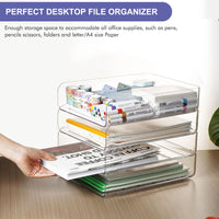 1 x RAW Customer Returns Greentainer Stackable Clear Paper Trays - Desk Rack for Letter Tray, Desktop Accessories Tray, A4 Paper Holder, Supplies, Magazines, Documents and Receipts - RRP €22.8